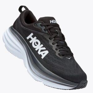 Men's Hoka One One Bondi 8 Running Shoes in Black & White Colorway Size 8.5D